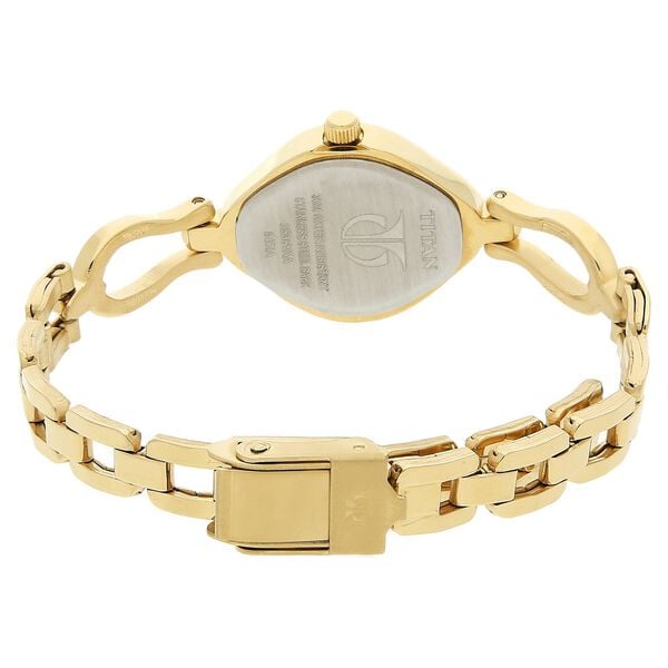 Titan 2536YM03 Women’s Analog Quartz Watch — Champagne Dial & Golden Metal Strap