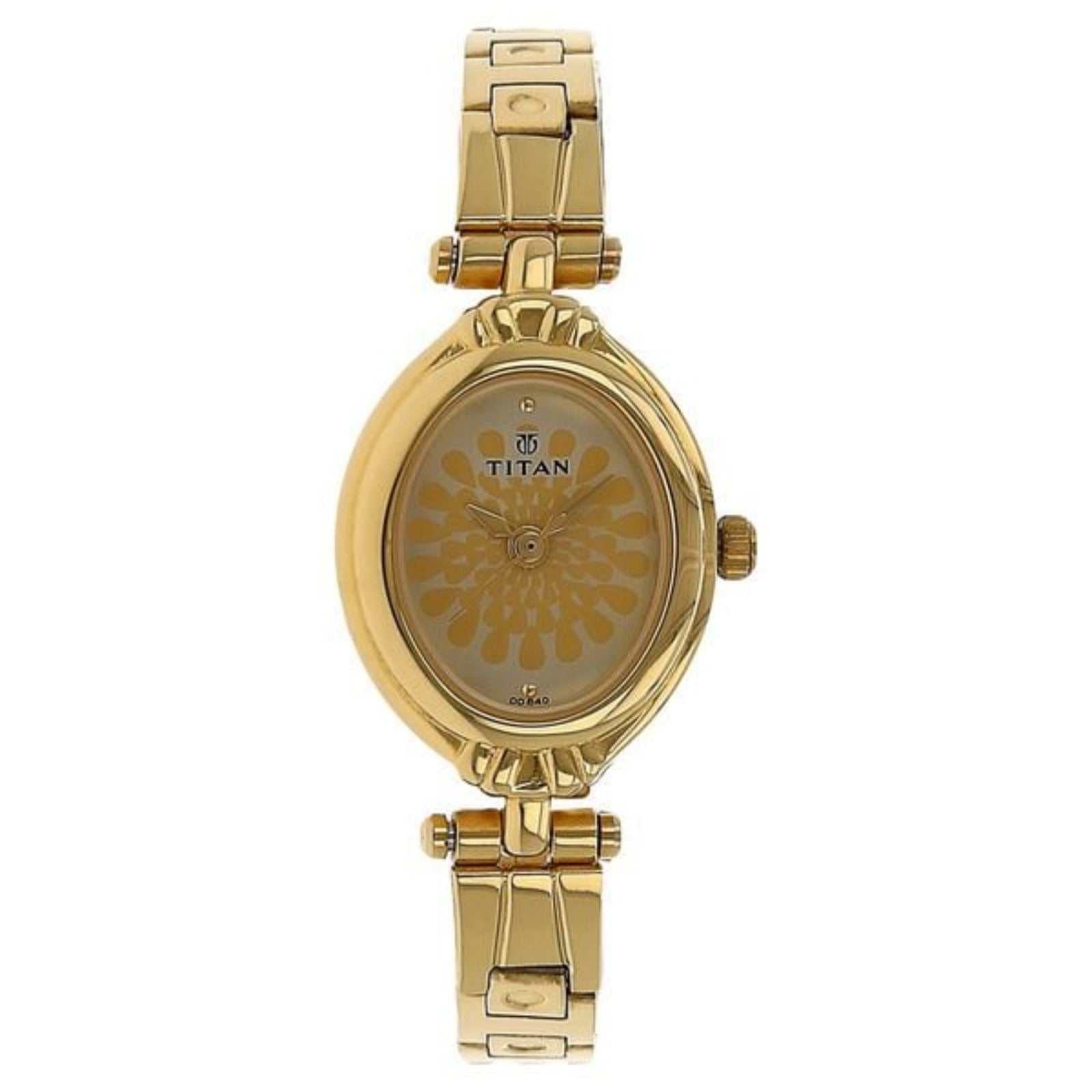 Titan 2538YM01 Quartz Analog Champagne Dial Stainless Steel Strap Watch for Women