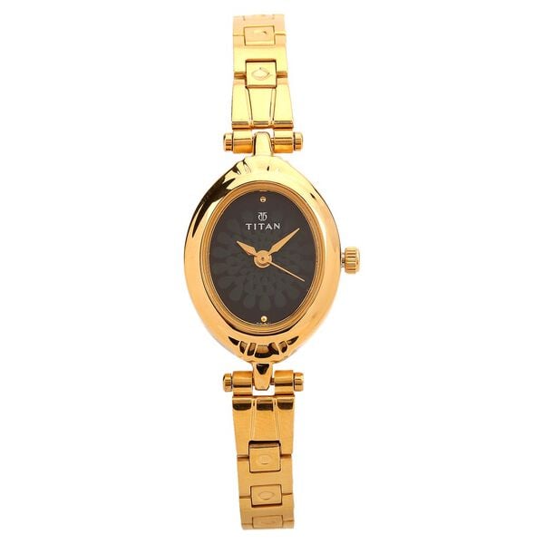 Titan 2538YM02 Women’s Black-Dial Analog Watch with Stainless Steel