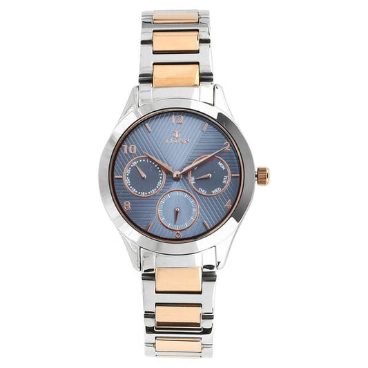 Titan 2570KM02 Women’s Analog Quartz Multifunction Watch — Blue Dial & Two-Tone Metal Strap