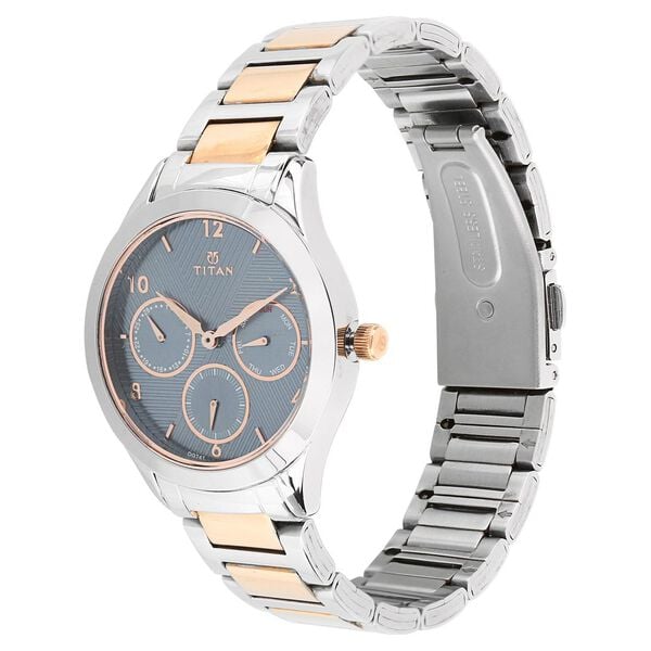 Titan 2570KM02 Women’s Analog Quartz Multifunction Watch — Blue Dial & Two-Tone Metal Strap