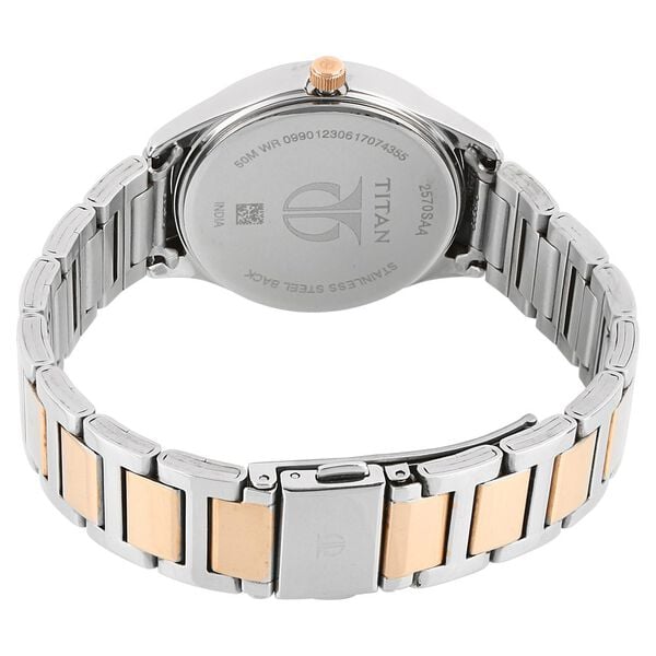 Titan 2570KM02 Women’s Analog Quartz Multifunction Watch — Blue Dial & Two-Tone Metal Strap