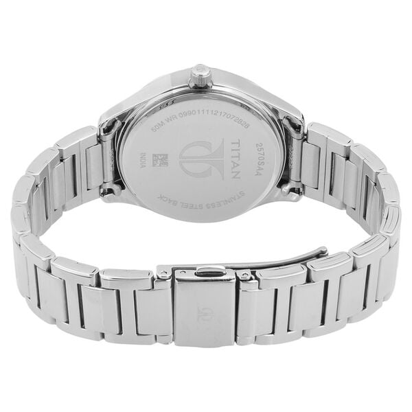 Titan 2570SM01 Women’s Blue-Dial Analog Watch with Silver Stainless Steel Strap