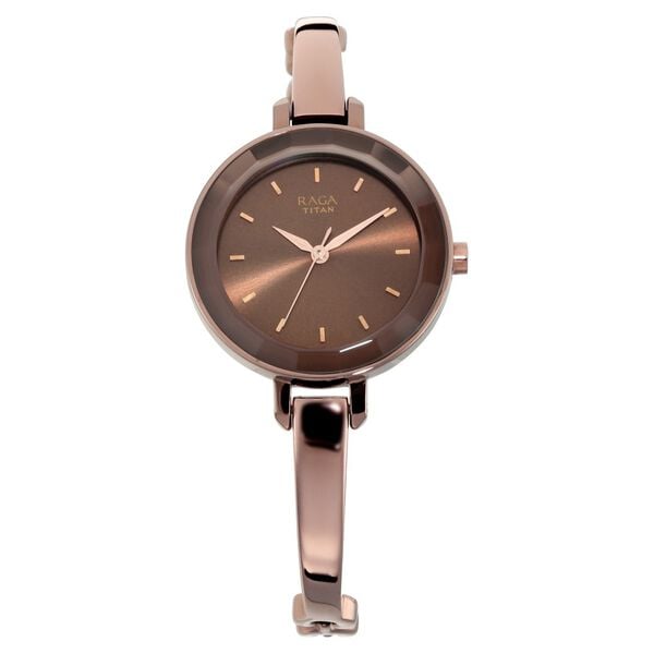 Titan 2575QM02 Women’s Analog Quartz Watch – Brown Dial, Brown Metal Strap