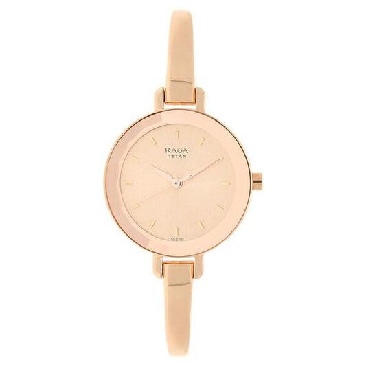 Titan 2575WM01 Rose Gold Dial Analog Watch for Women – Rose Gold Stainless Steel Strap, Quartz Movement