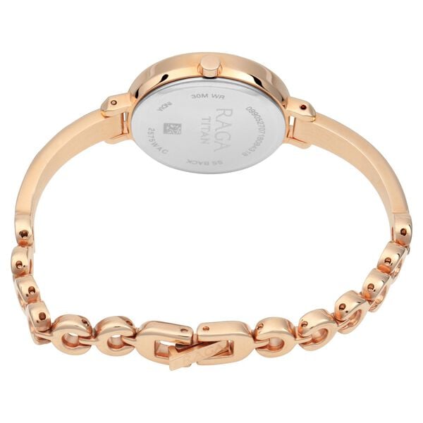 Titan 2575WM02 Women’s Blue-Dial Analog Watch with Rose-Gold Metal Strap