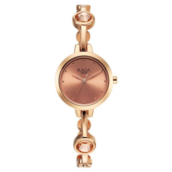 Titan 2576WM02 Women’s Rose-Gold Dial Analog Watch with Rose-Gold Metal Strap