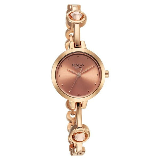 Titan 2576WM02 Women’s Rose-Gold Dial Analog Watch with Rose-Gold Metal Strap