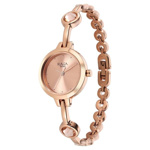 Titan 2576WM02 Women’s Rose-Gold Dial Analog Watch with Rose-Gold Metal Strap