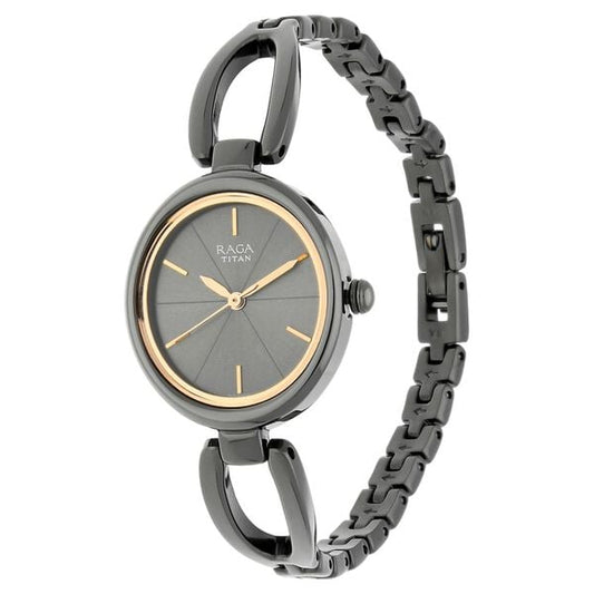 Titan NS2579QM01 Women’s Quartz Analog Watch with Grey Dial & Grey Metal Strap