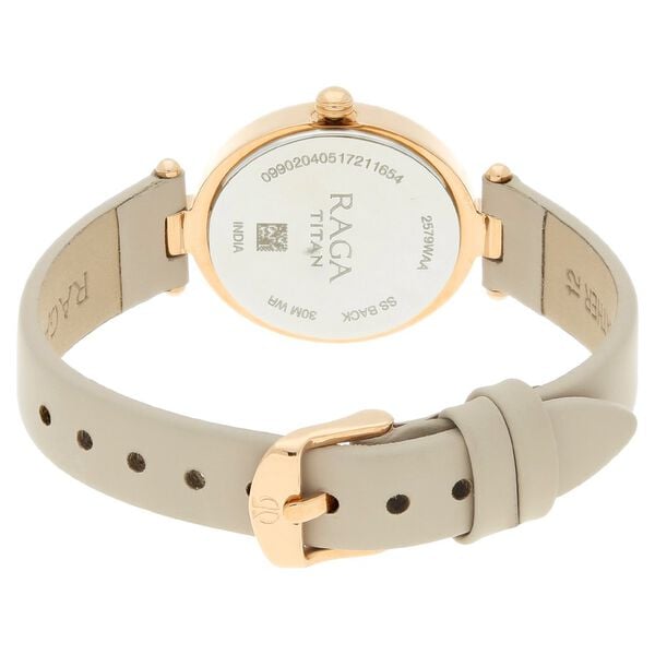 Titan 2579WL01 Women’s Rose-Gold Dial Analog Watch with Beige Leather Strap