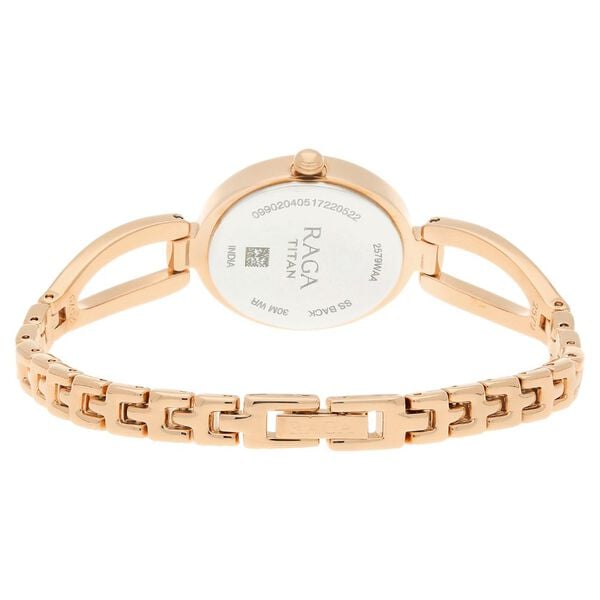 Titan 2579WM01 Rose Gold Dial Analog Quartz Stainless Steel Women’s Watch – Rose Gold Band, Oval Case, Jewellery Clasp