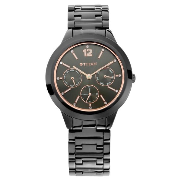 Titan 2588NM01 Workwear Analog Quartz Anthracite Dial Black Stainless Steel Strap Watch – Women