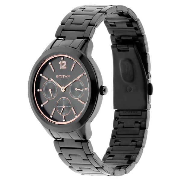 Titan 2588NM01 Workwear Analog Quartz Anthracite Dial Black Stainless Steel Strap Watch – Women