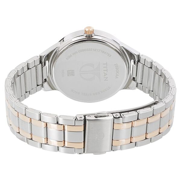 Titan 2590KM01 Women’s White-Dial Analog Watch with Moonphase & Two-Tone Metal Strap