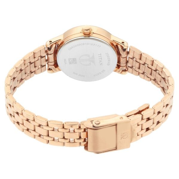 Titan 2593WM01 Women’s Analog Quartz Watch — Silver Dial & Rose Gold Metal Strap