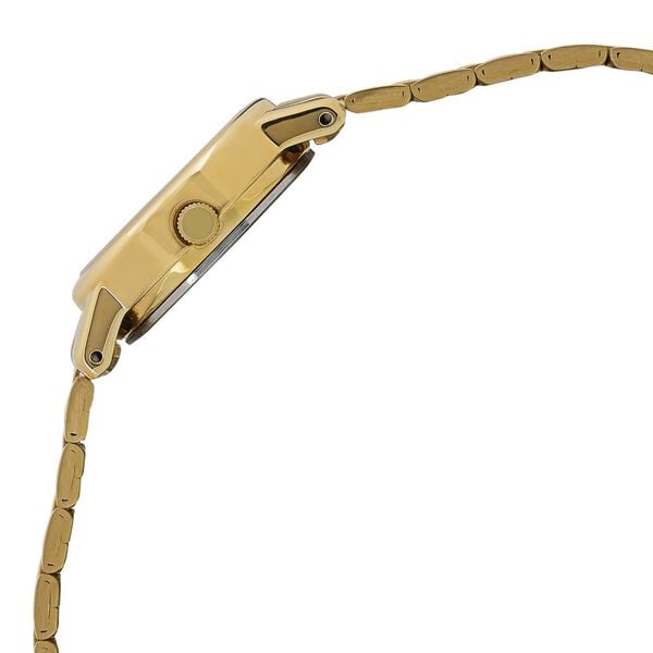 Titan 2593YM01 Quartz Analog Watch for Women – Champagne Dial, Golden Stainless Steel Strap, Mineral Glass, Round Metal Case