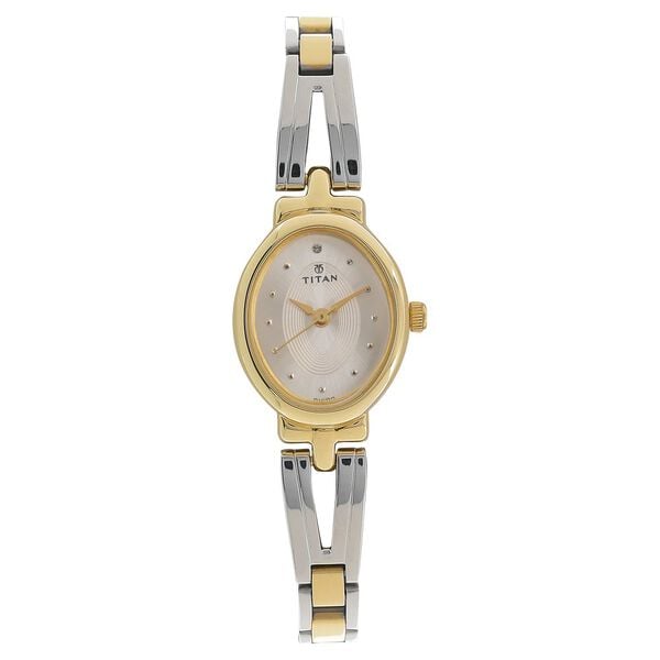 Titan 2594BM01 Quartz Analog Silver Dial Two-Tone Stainless Steel Women’s Watch