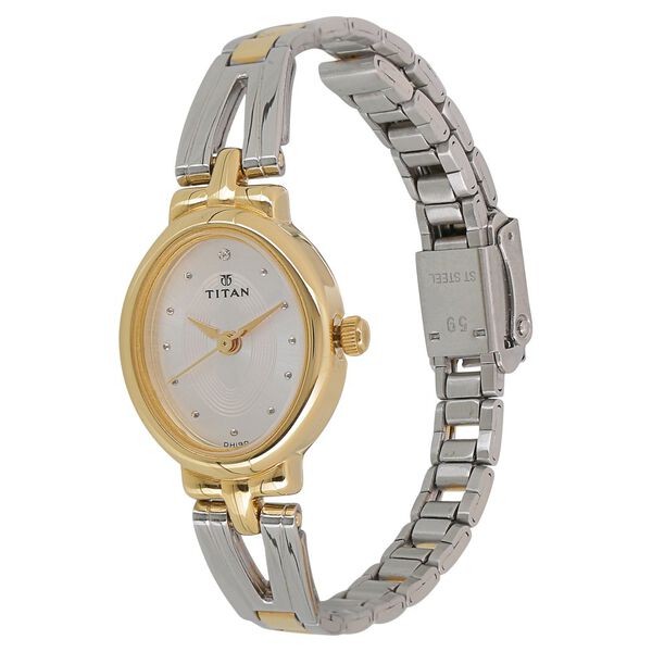 Titan 2594BM01 Quartz Analog Silver Dial Two-Tone Stainless Steel Women’s Watch