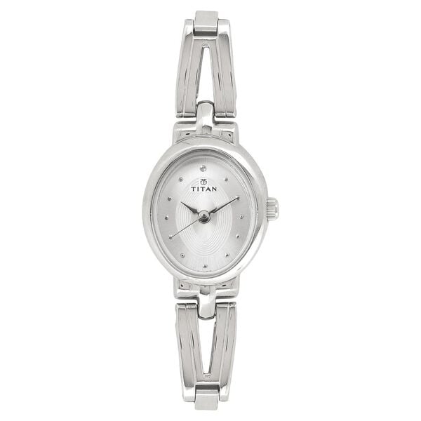 Titan 2594SM01 Karishma Quartz Analog Silver Dial 20.49 mm Oval Metal Case Silver Stainless Steel Strap Women Watch