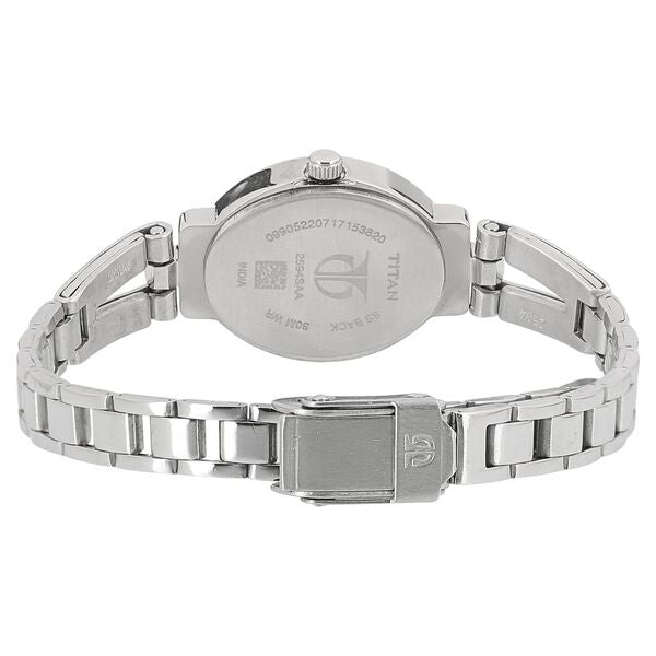 Titan 2594SM01 Karishma Quartz Analog Silver Dial 20.49 mm Oval Metal Case Silver Stainless Steel Strap Women Watch