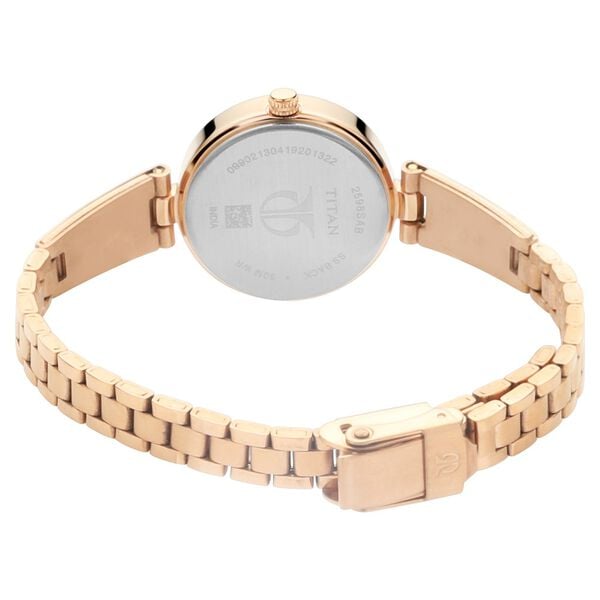 Titan 2598WM01 – Women’s Silver-Dial Analog Watch with Rose-Gold Metal Strap