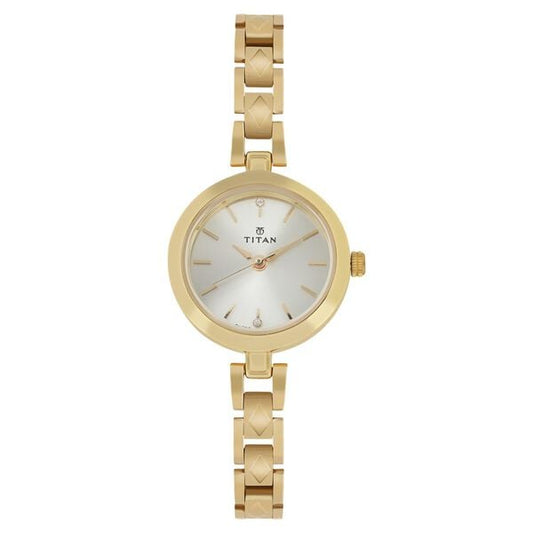 Titan NM2598YM01 Women’s Champagne-Dial Analog Watch with Gold Stainless-Steel Strap