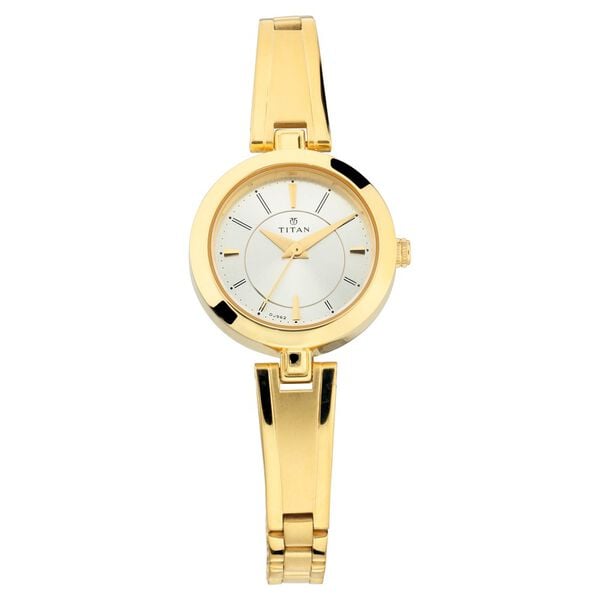 Titan NN2598YM02 Quartz Silver Dial Golden Metal Strap Women’s Watch