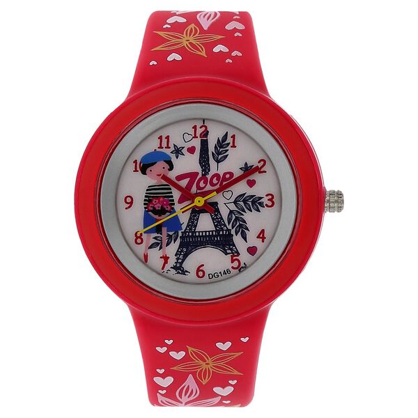 Zoop NR26006PP01W Analog Quartz Kids’ Watch with White Dial and Red PU Strap