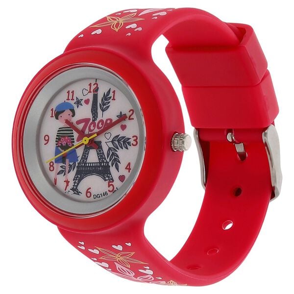 Zoop NR26006PP01W Analog Quartz Kids’ Watch with White Dial and Red PU Strap