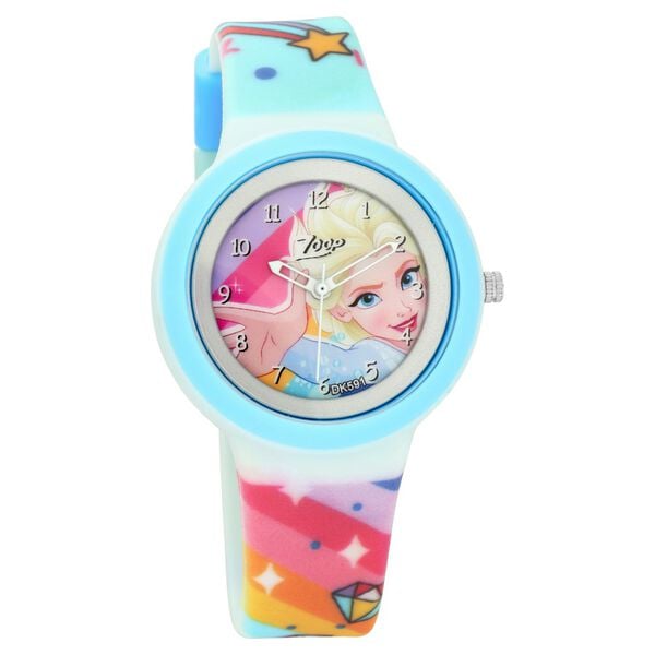 Zoop NT26006PP07W Disney-Frozen Kids Analog Watch with Multicolour Strap & Blue Dial