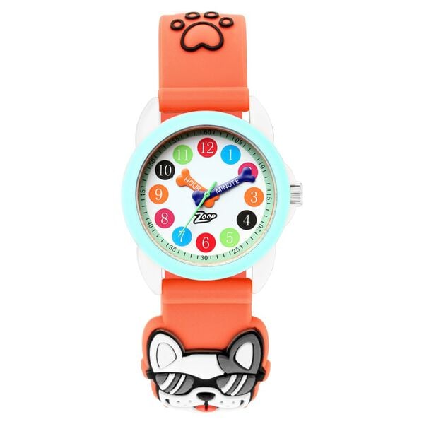 Zoop NU26016PP03 Analog Quartz Kids’ Watch with White Dial and Orange Plastic Strap