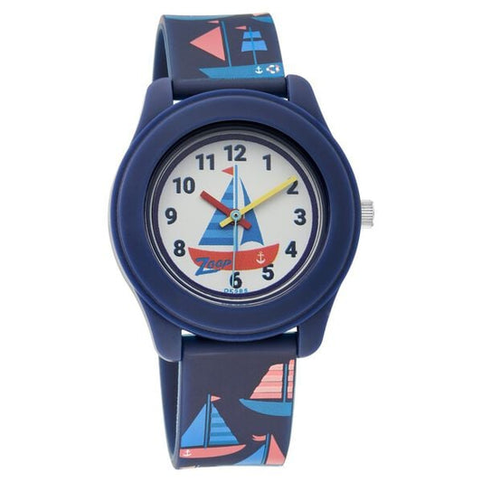 Zoop NT26019PP01W Analog Kids Watch with White Dial & Blue PU Strap