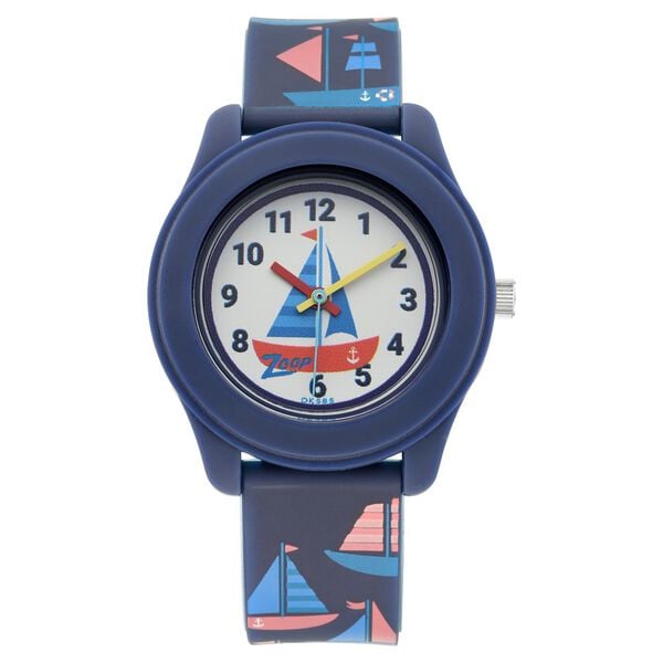 Zoop NT26019PP01W Analog Kids Watch with White Dial & Blue PU Strap