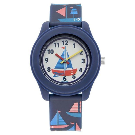 Zoop NT26019PP01W Analog Kids Watch with White Dial & Blue PU Strap