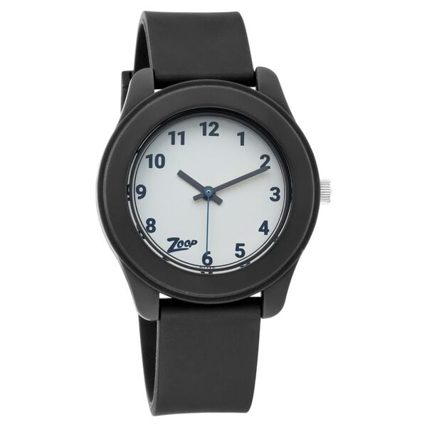 Zoop NU26019PP05 Analog Kids Watch with White Dial & Black PU Strap