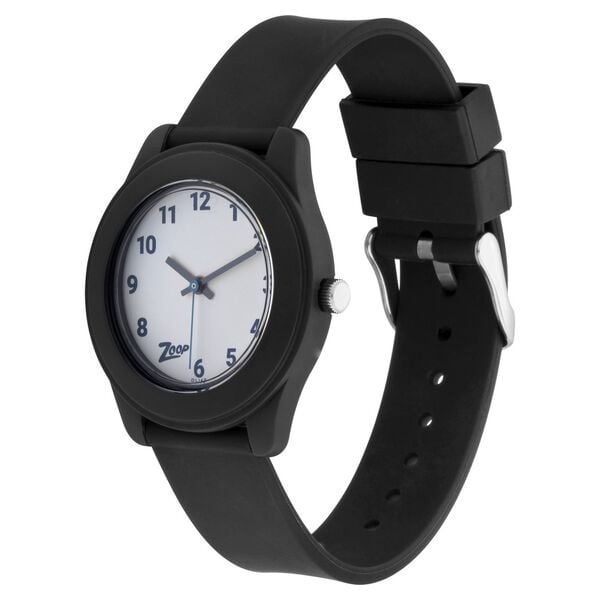 Zoop NU26019PP05 Analog Kids Watch with White Dial & Black PU Strap