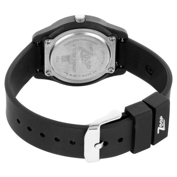 Zoop NU26019PP05 Analog Kids Watch with White Dial & Black PU Strap