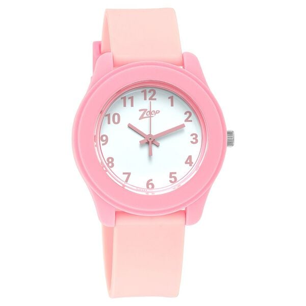 Zoop NU26019PP12W Kids Analog Watch with White Dial & Pink Strap