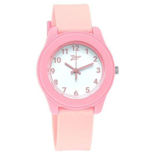 Zoop NU26019PP12W Kids Analog Watch with White Dial & Pink Strap