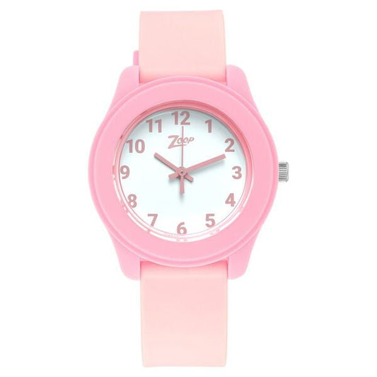 Zoop NU26019PP12W Kids Analog Watch with White Dial & Pink Strap