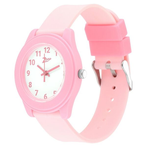 Zoop NU26019PP12W Kids Analog Watch with White Dial & Pink Strap
