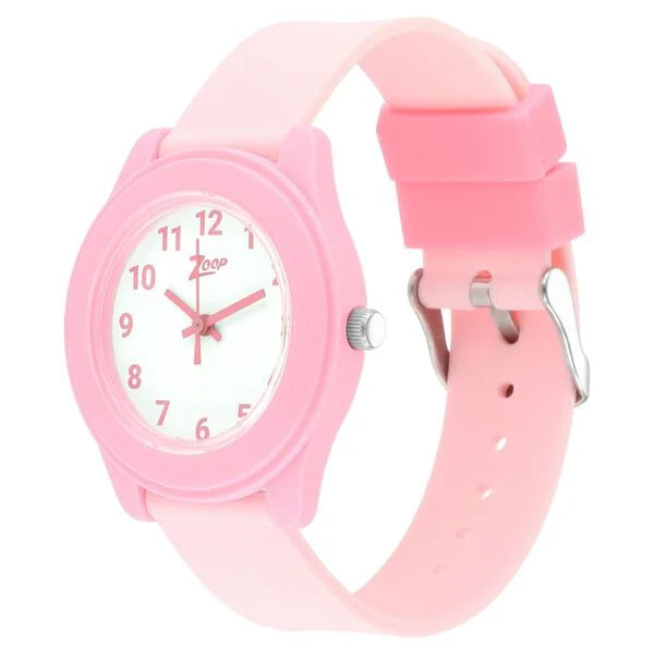 Zoop by Titan Kids Analog Watch NV26019PP12W | Silver Dial & Pink Plastic Strap