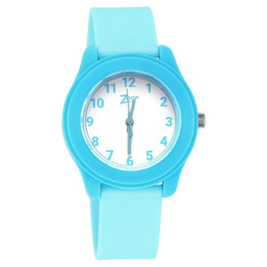Zoop 26019PP14W Analog Quartz Kids’ Watch with White Dial and Blue PU Strap
