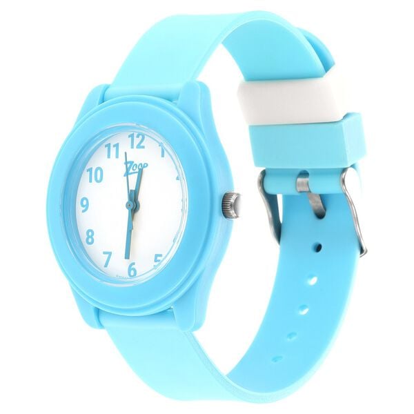 Zoop 26019PP14W Analog Quartz Kids’ Watch with White Dial and Blue PU Strap