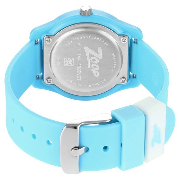 Zoop 26019PP14W Analog Quartz Kids’ Watch with White Dial and Blue PU Strap