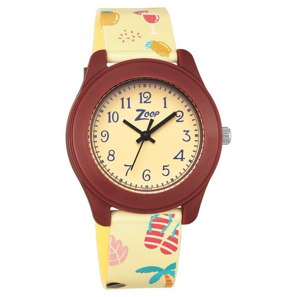 Zoop 26019PP31W Kids Analog Quartz Yellow Dial PU Strap Watch