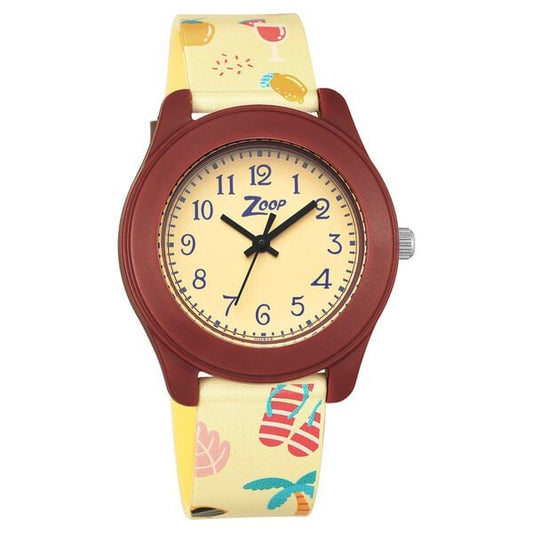 Zoop 26019PP31W Kids Analog Quartz Yellow Dial PU Strap Watch