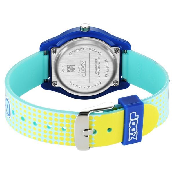Zoop 26019PP36W Kids Analog Quartz Yellow Dial Blue PU Strap Watch