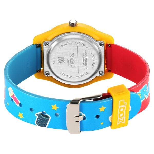 Zoop 26019PP37W Analog Quartz Kids’ Watch with Blue Dial and Multicoloured PU Strap